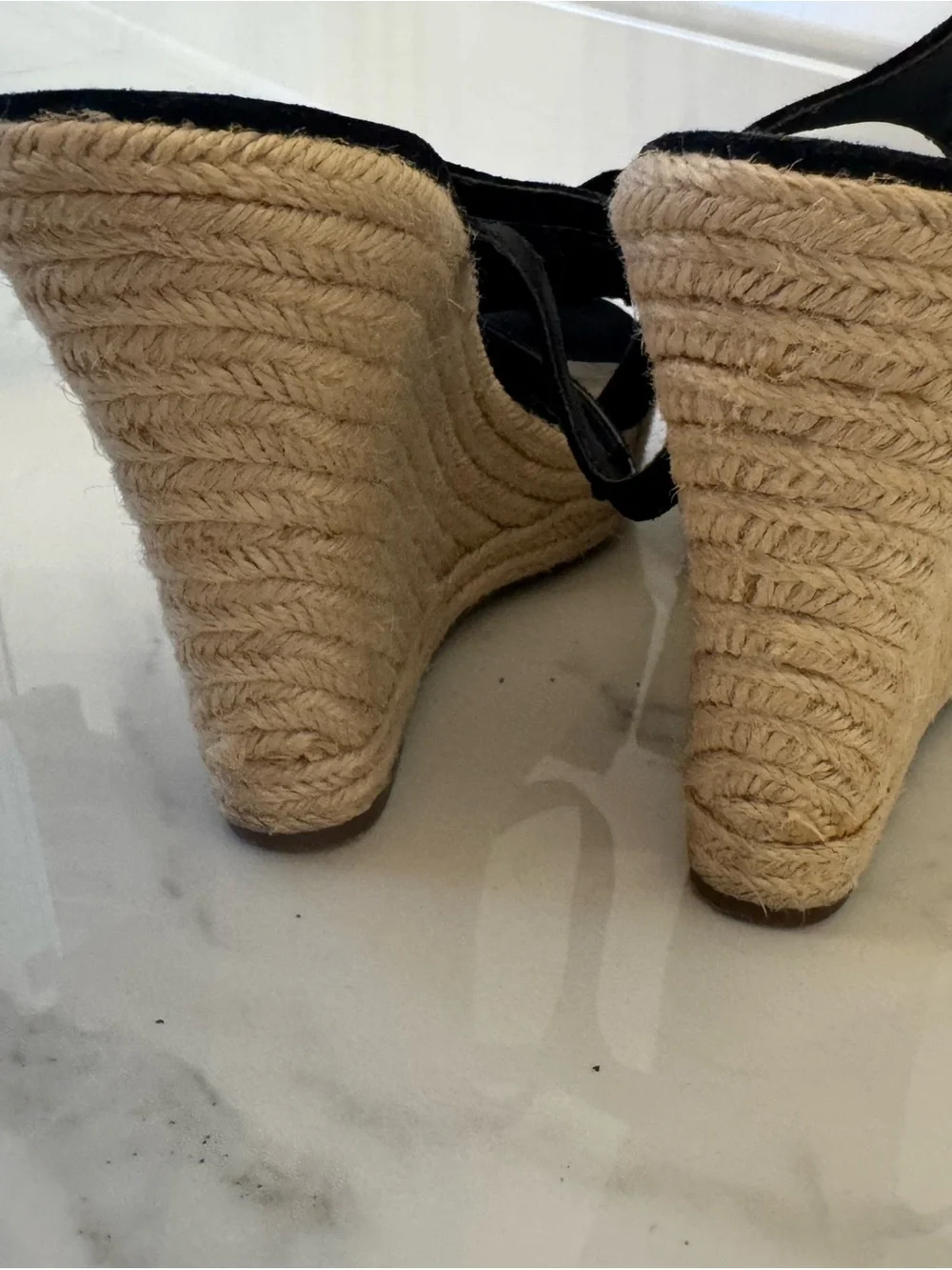Guess Black Bow Espadrille Wedge Sandals with Ankle Strap
